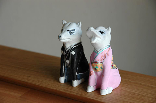 「柴犬型狛犬」オブジェと「招き猫」への絵付けワークショップ
